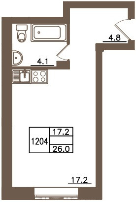 Студия 28.83 м²