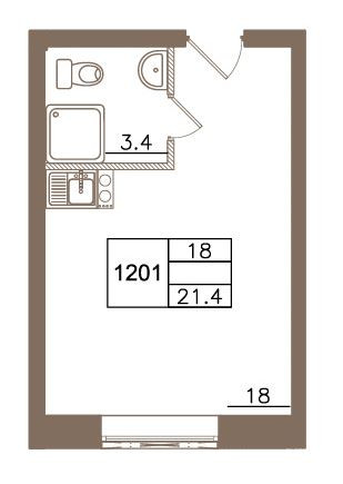 Студия 45.31 м²